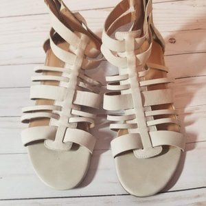 Franco Sarto Cream Wedge Gladiator Sandal. US 9